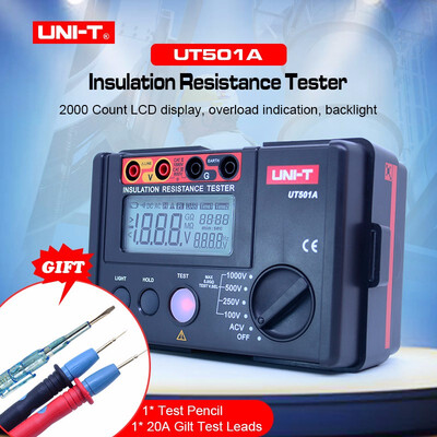 

UNI-T UT501A Insulation Resistance Tester 100V--1000V megger earth ground Resistance meter Megohmmeter 30V750V AC voltmeter