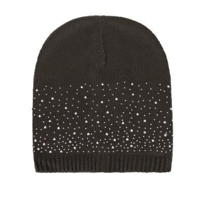 

Tailored Adult Women Keep Warm Winter Diamond Fur Knitted Wool Beanie Hemming Hat Cap