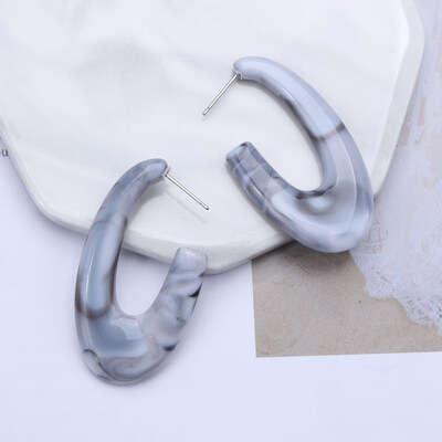 

New Fashion Beige Color Leopard Print Acrylic Acetic Acid Sheet Geometric Circle Square Star Heart Long Drop Earrings for Women
