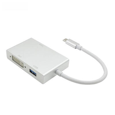 

4 in 1 USB 31 USB-C Type-C to HDMI VGA DVI USB 30 Hub Adapter Cable Wire