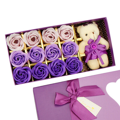 

Toponeto 12PCS Romantic Rose Soap Flower gift box with Plush Animal toys Bear Doll