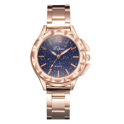 

Fashion Womens Watches Rose Gold Irregular Disc Luxury Starry Sky Ladies Quartz Wristwatch Alloy Strap Clock Zegarki Damskie
