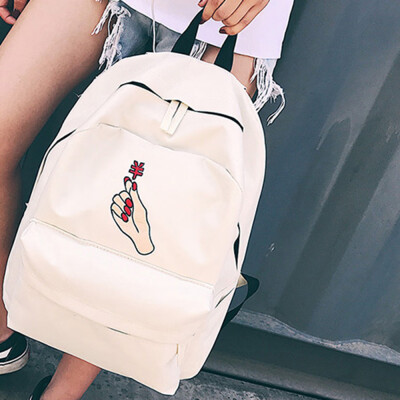 

Tailored Women Girls Canvas Embroidery School Bag Travel Backpack Bag BK