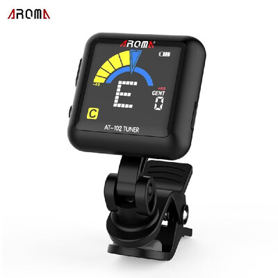 

AROMA AT-102 Rechargeable Rotatable Clip-on Electronic Tuner Color Screen with Built-in Battery USB Cable for Chromatic Guitar Bas