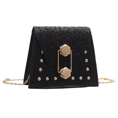 

Rivets Sequins Bag Women Leather Shoulder Messenger Flap Buckle Chain Bags