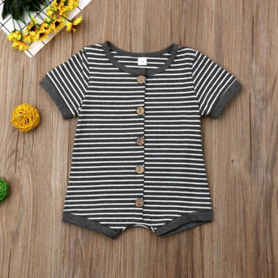 

Infant Baby Boy Striped Short Sleeve Romper Bodysuit Jumpsuit Clothes Outfits