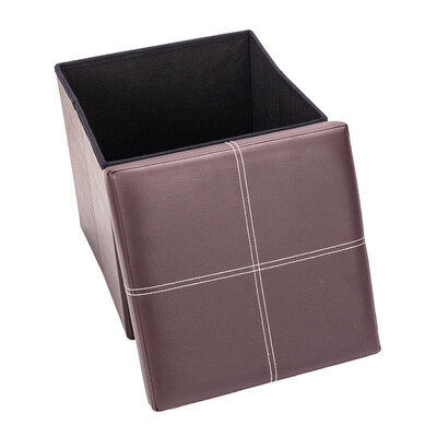 

Folding Ottoman Footstool Bench Box Lounge Leather Seat Foot Stool Decor Storage Brown
