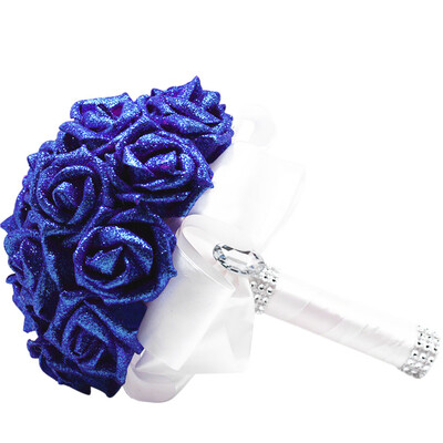 

Toponeto Crystal Roses Pearl Bridesmaid Wedding Bouquet Bridal Artificial Silk Flowers De