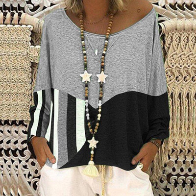 

Women Floral Raglan Sleeve Curved Hem Top Casual Long Sleeve Round Neck