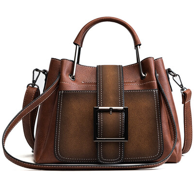 

AOILDLLI Fashion Shoulder Sac Metal Handle Casual Tote Bag Women Handbag Ladies Soft Pu Leather Bag Pin Type Women Bag Solid