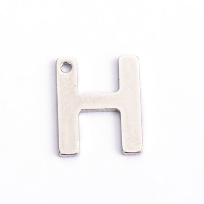 

304 Stainless Steel Letter Charms LetterH 11x9x08mm Hole 1mm