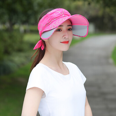 

Hat Female Summer Ultraviolet-proof Outdoor Large Rim Shade Retractable Sun Cap Lady Riding Sunscreen Sun Cap N _________