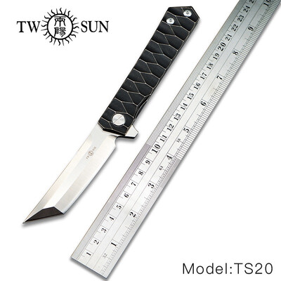 

TWOSUN TS20 d2 blade folding knife Pocket Knife tactical knife Survival knives Survival tool hunt Flipper Ball bearing Titanium
