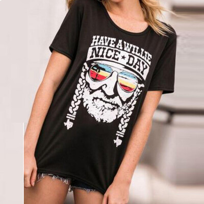 

Nomeni Women Ladies O-Neck NICE DAY Print Loose Casual T-Shirt Tops Blouse