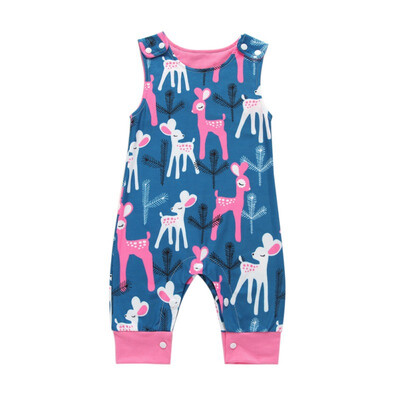 

Infant Baby Rompers Cartoon Printed Sleeveless Rompers Kids Girls Boys Jumpsuit Coverall Newborn Clothes