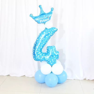 

FUNNYBUNNY Mix set 30" Numbers 0-9 pink&Blue Typ foil balloons Birthday Party balloons Pink With Crown Shape