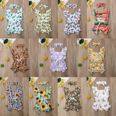 

Newborn Infant Baby Girls Romper Bodysuit Playsuit Outfits ClothesHeadband Set