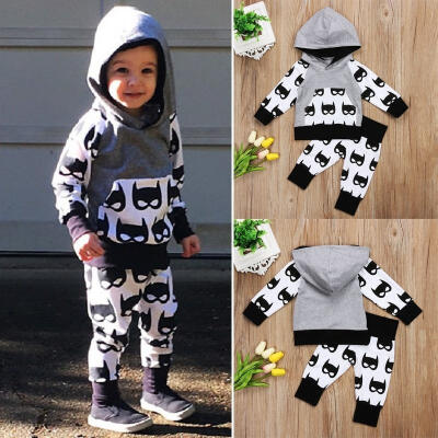 

Casual Newborn Kids Toddler Baby Boy Hooded Tops Pants Batman 2Pcs Outfit Set Clothes