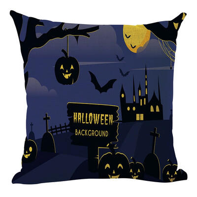 

New Halloween Multi Designs Decorative Throw Pillow Cover Flax Square Pillow Case Witch for Home Bar Halloween Selling Supplies
