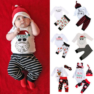 

3Pcs Xmas Toddler Kids Baby Boy Girl RomperLong Pants Outfit Christmas Clothes