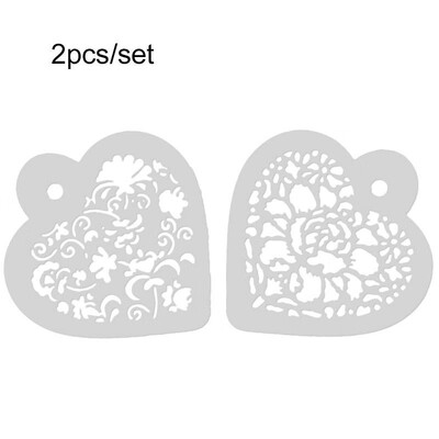 

2pcsset Cake Cookie Stencil Mold Heart Flower Words Fondant Set for Wedding Cake Side Decoration Mould Baking Pastry Spray Tool