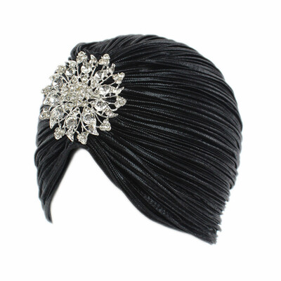 

New Woman Fashion Noble Gold Wrinkle with Diamond Hat