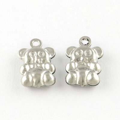 

Bear 201 Stainless Steel Charm Pendants Smooth Surface Hollow Stainless Steel Color 13x8x3mm Hole 1mm