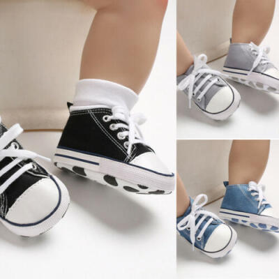 

New Baby Toddler Boys Girls Crib Shoes Tennis Canvas Shoes Kids Skater Sneakers