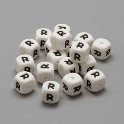 

Food Grade Environmental Silicone Beads Chewing Beads For Teethers DIY Nursing Necklaces Making Letter Style Cube LetterR 1