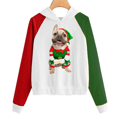 

Tailored Women Christmas Print Hooded Long Sleeves Sweatshirt Hooded Pullover Tops Shirt