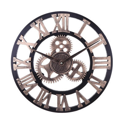 

European Style Vintage Round Wooden Wall Clock Home Office Cafe Hang Decor