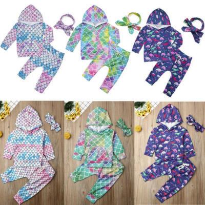 

Newborn Infant Baby Boy Girl Animal Mermaid Hoodie TopPants Outfits Clothes Set