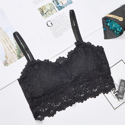 

Fashion Women Bralette Bra Female Tops Embroidery Female Sheer Lace Strap Breathable Wrapped Chest Floral Wireless Underwear Padde