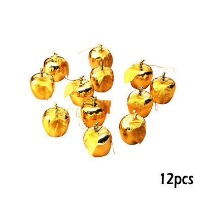

12pcs Plated Christmas Apple Decoration Gift Christmas Tree Pendant GoldRed