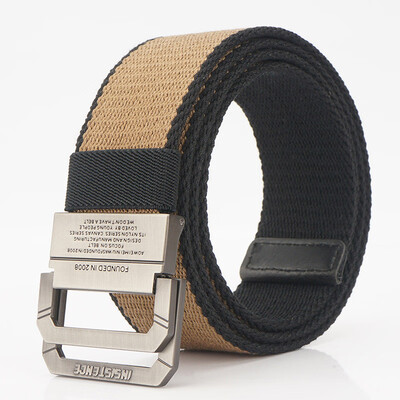 

New canvas belt fashion patchwork color canvas Men&Women belt Alloy double ring buckle casual cowboy pants Men belt