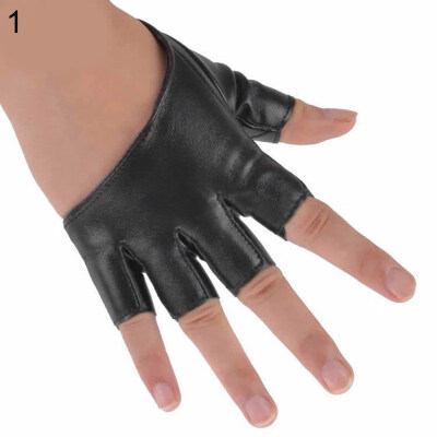 

Women Ladies Fashion Half Finger Faux Leather Short-Figures Gloves Half Palm