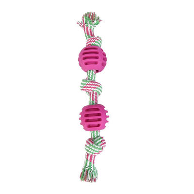 

Pet Dog Toy Double Knot Cotton Rope TPR Balls Dogs Bite Chew Molar Toys