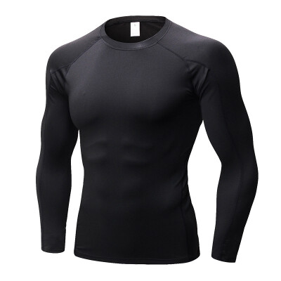 

Mens tight fitness exercise running training T-shirt stretch dry long sleeve shirtDISHENG-059