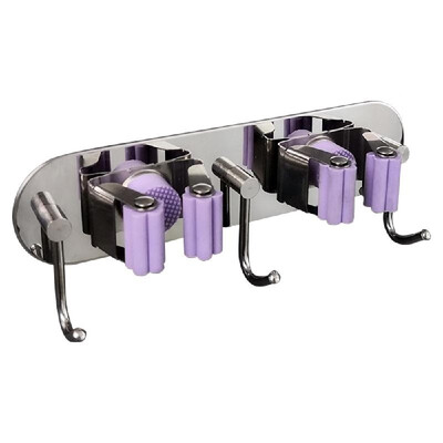 

Mop Holder With Hook Broom Holder Self-Adhesive Wall Mounted Broom Hanger Organizer Stainless Steel Brushed Storage Rack Kitchen B