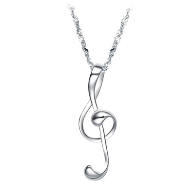 

Fashion Silver Treble Clef Music Note Charm Pendant Necklace Chain For Women