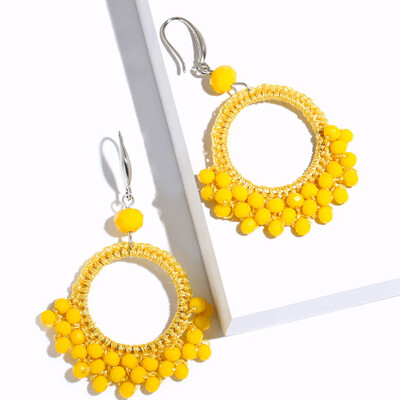 

Bohemian Fashion Women Crystal Beads Drop Dangle Earrings Round Pendant Jewelry