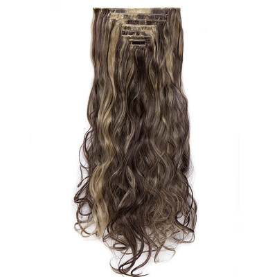 

8Pcs 18 Clips 17-26 Inch Curly Straight Full Head Clip In On Hair Extensions Women Lady Hairpiece