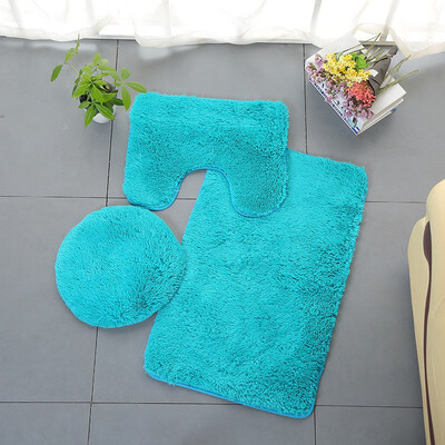 

Siaonvr 3pc Bathroom Set Rug Contour Mat Toilet Lid Cover Plain Solid Color Bathmats