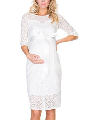 

Summer Gorgeous Lacy Round-neck Line Comfy Maternity Dress