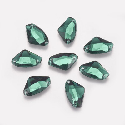 

Sew on Rhinestone Taiwan Acrylic Rhinestone Two Holes Garments Accessories Faceted Triangle DarkGreen 14x9x3mm Hole 1mm