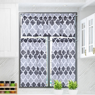

Bladies honeycomb pattern cross bamboo bottom fabric kitchen curtain 4686