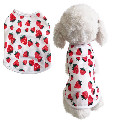 

Summer Strawberry Printed Dog Vest T-shirt For Puppy Dress Lovely Couples Clothing For Pet Cats Dogs Summer Apparel Clothes