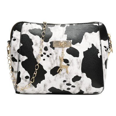 

Women Small Shoulder Bag Leopard Print Messenger Bags With Deer Pendant Fashion Chain Crossbody Bag Clutch T10