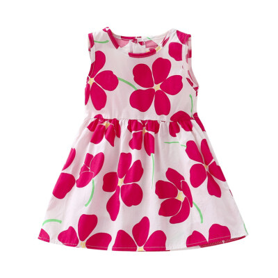 

New Summer Baby Girl Dress Casual Fashion Baby Girl Floral Printing Sleeveless Princess Dress Kids Clothing