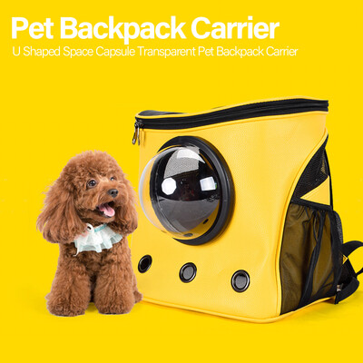 

Pet Backpack Carrier U Shaped Soft Sided Pet Transparent Backpack Large Space PU Bag for Cats Dogs Breathable Shoulder Pet Travel